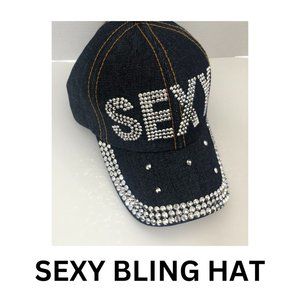 SEXY Bling Rhinestones Studded Women's Denim Baseball Cap